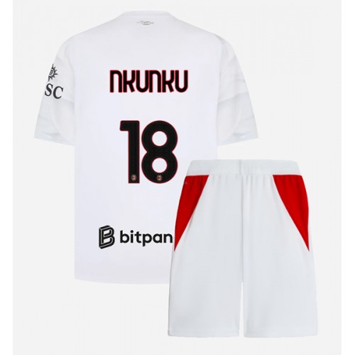 Stroje piłkarskie AC Milan Christopher Nkunku #18 Koszulka Wyjazdowej dla dzieci 2026-27 Krótki Rękaw (+ szorty)